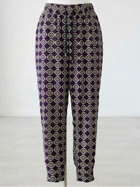 American Rag| Boho Casual Navy Joggers w/ Cream & Teal Geometric Print Sz S